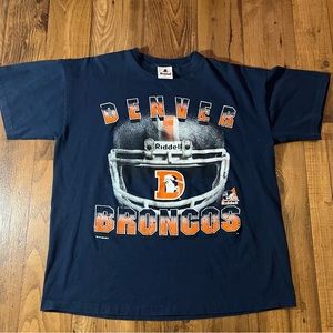 Vintage Denver Broncos T Shirt Mens XL  Riddell Navy Helmet Single Stitched